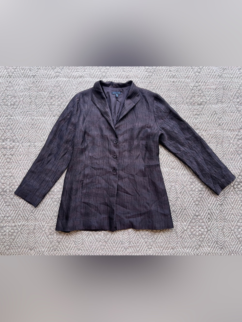 Eileen Fisher Brown Silk Blend Textured Blazer Womens Size M